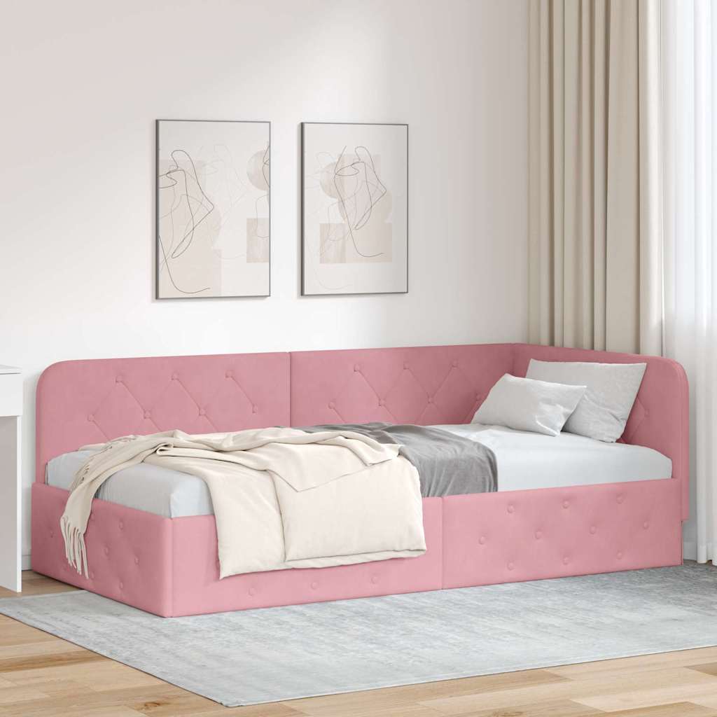 vidaXL Hoekbedframe met hoofdeinde Blauw 80 x 200 cm Fluweel
