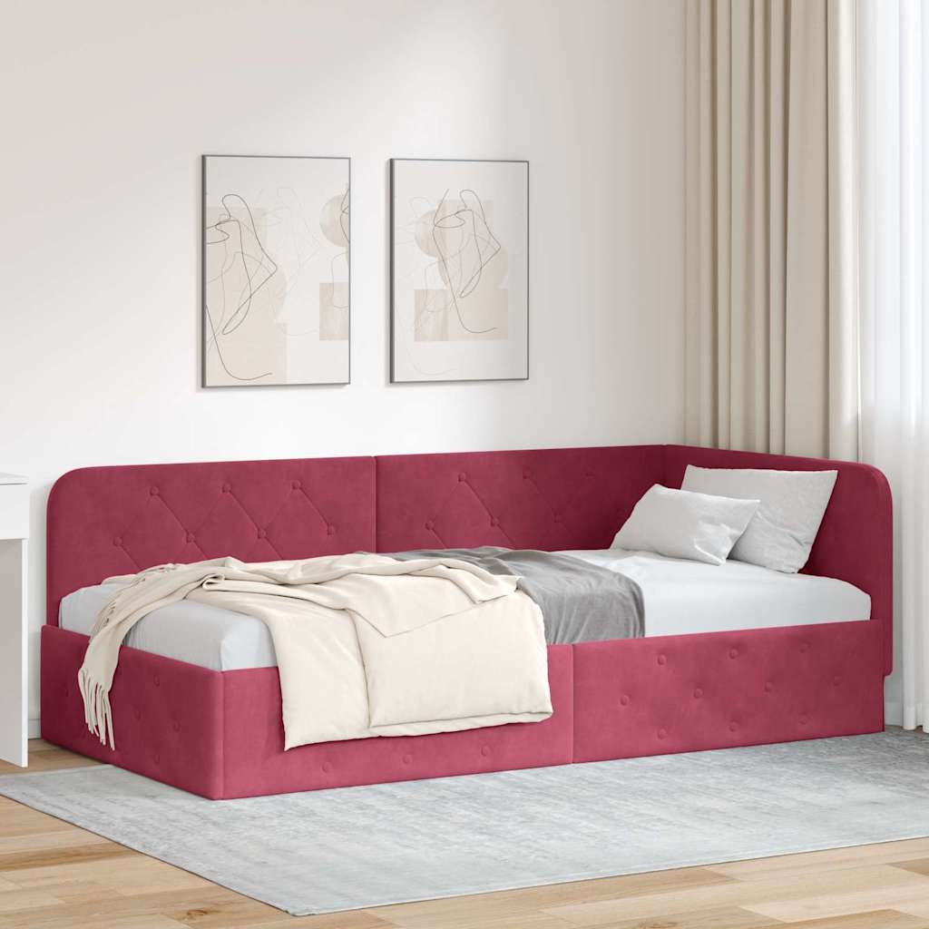 vidaXL Hoekbedframe met hoofdeinde Blauw 80 x 200 cm Fluweel