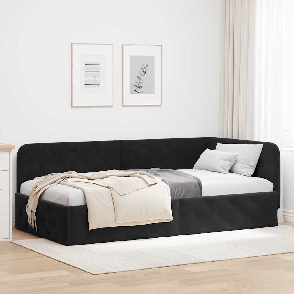 vidaXL Hoekbedframe met hoofdeinde Blauw 80 x 200 cm Fluweel
