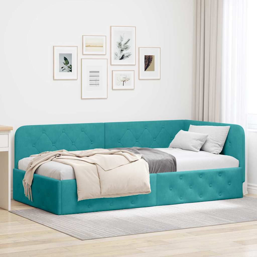 vidaXL Hoekbedframe met hoofdeinde Blauw 80 x 200 cm Fluweel