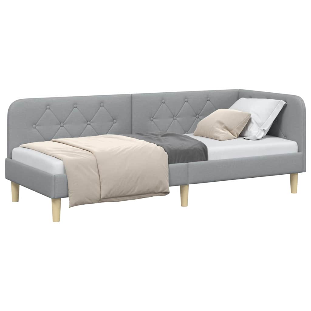 vidaXL Hoekbedframe met hoofdeinde Lichtgrijs 80 x 200 cm Stof