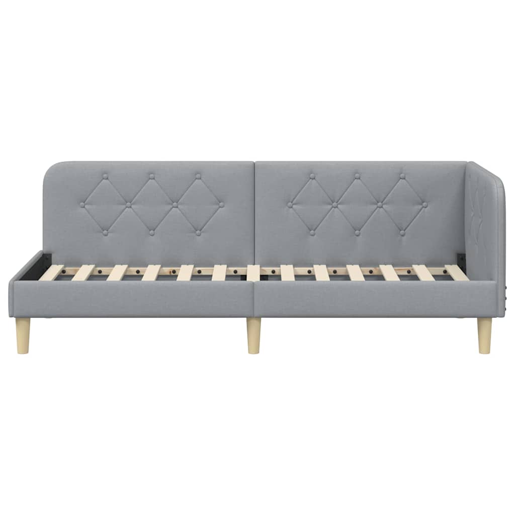 vidaXL Hoekbedframe met hoofdeinde Lichtgrijs 80 x 200 cm Stof