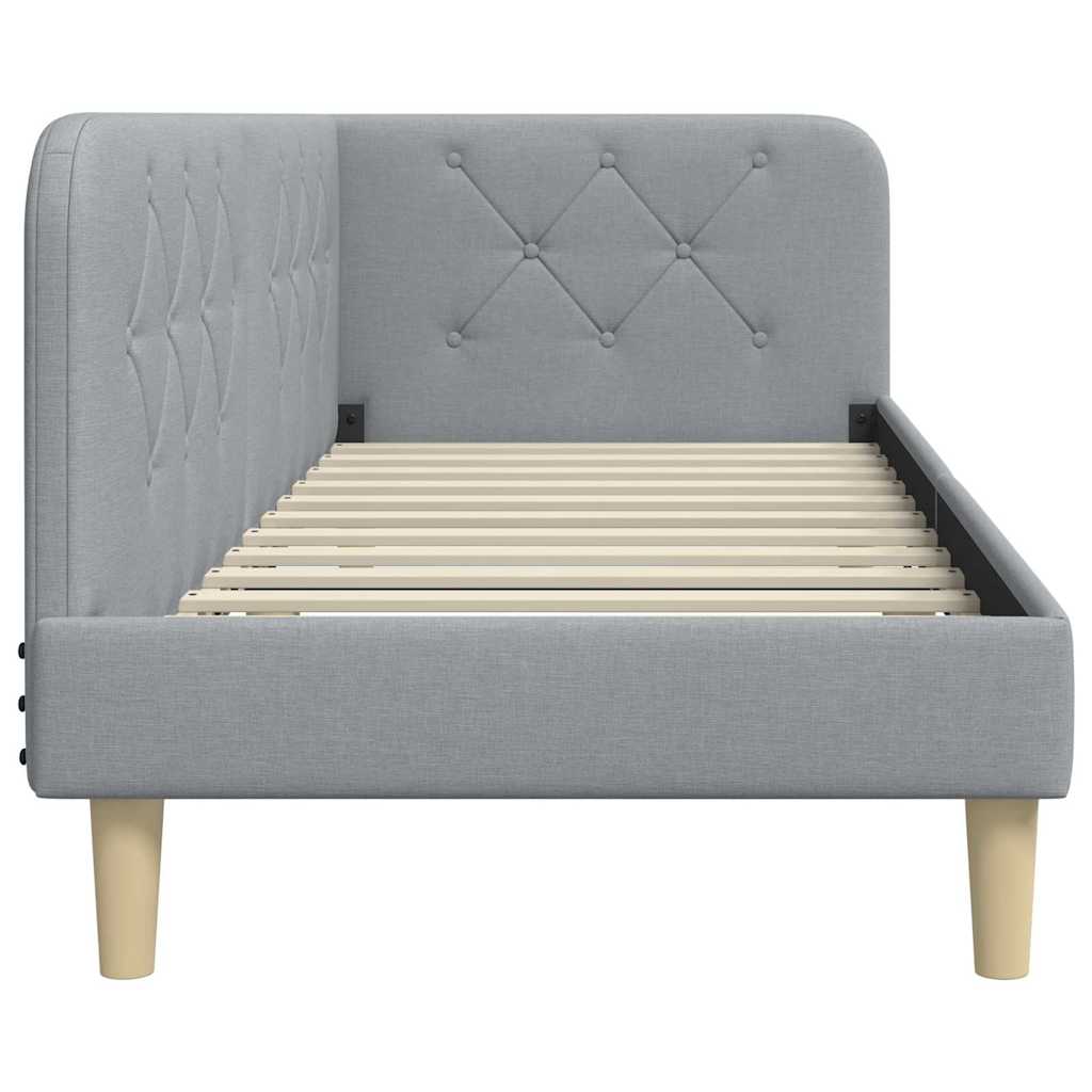 vidaXL Hoekbedframe met hoofdeinde Lichtgrijs 80 x 200 cm Stof