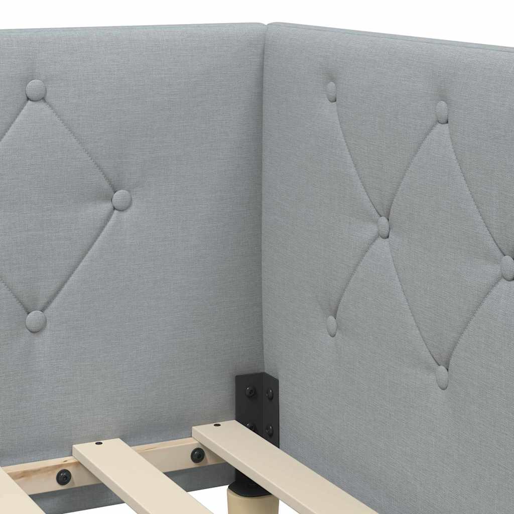 vidaXL Hoekbedframe met hoofdeinde Lichtgrijs 80 x 200 cm Stof