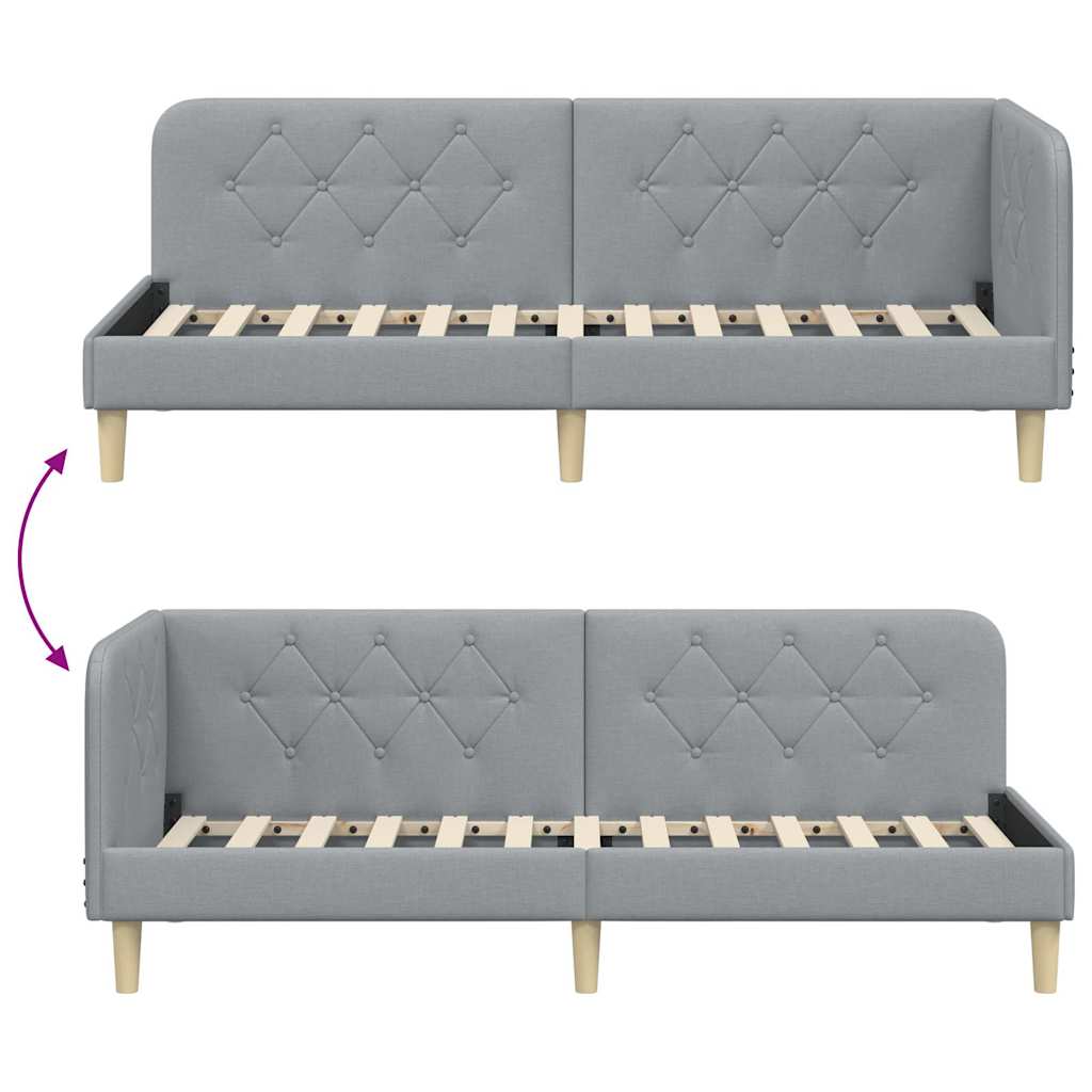 vidaXL Hoekbedframe met hoofdeinde Lichtgrijs 80 x 200 cm Stof
