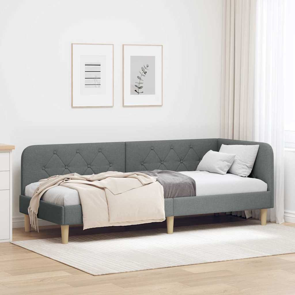 vidaXL Hoekbedframe met hoofdeinde Lichtgrijs 80 x 200 cm Stof