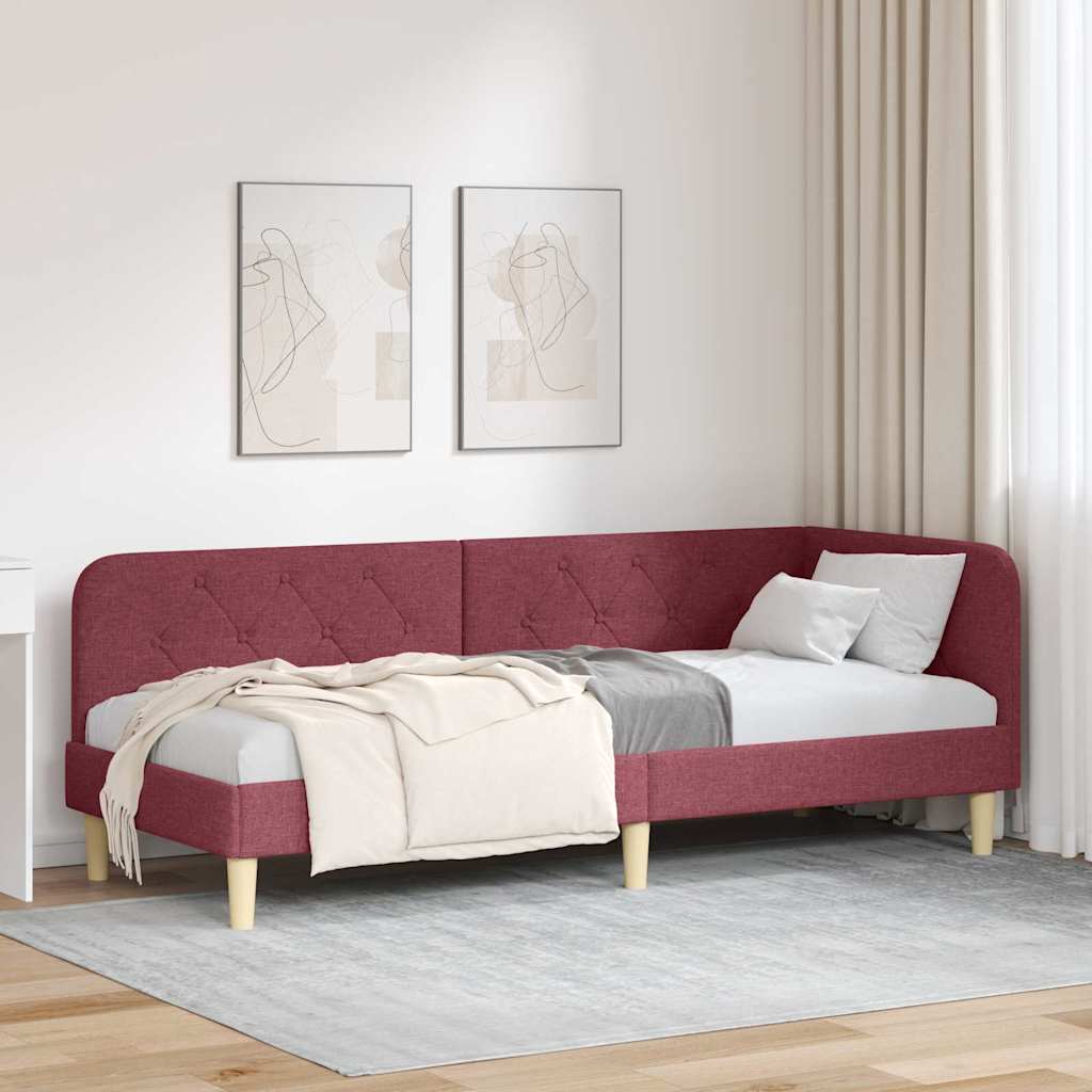 vidaXL Hoekbedframe met hoofdeinde Lichtgrijs 80 x 200 cm Stof