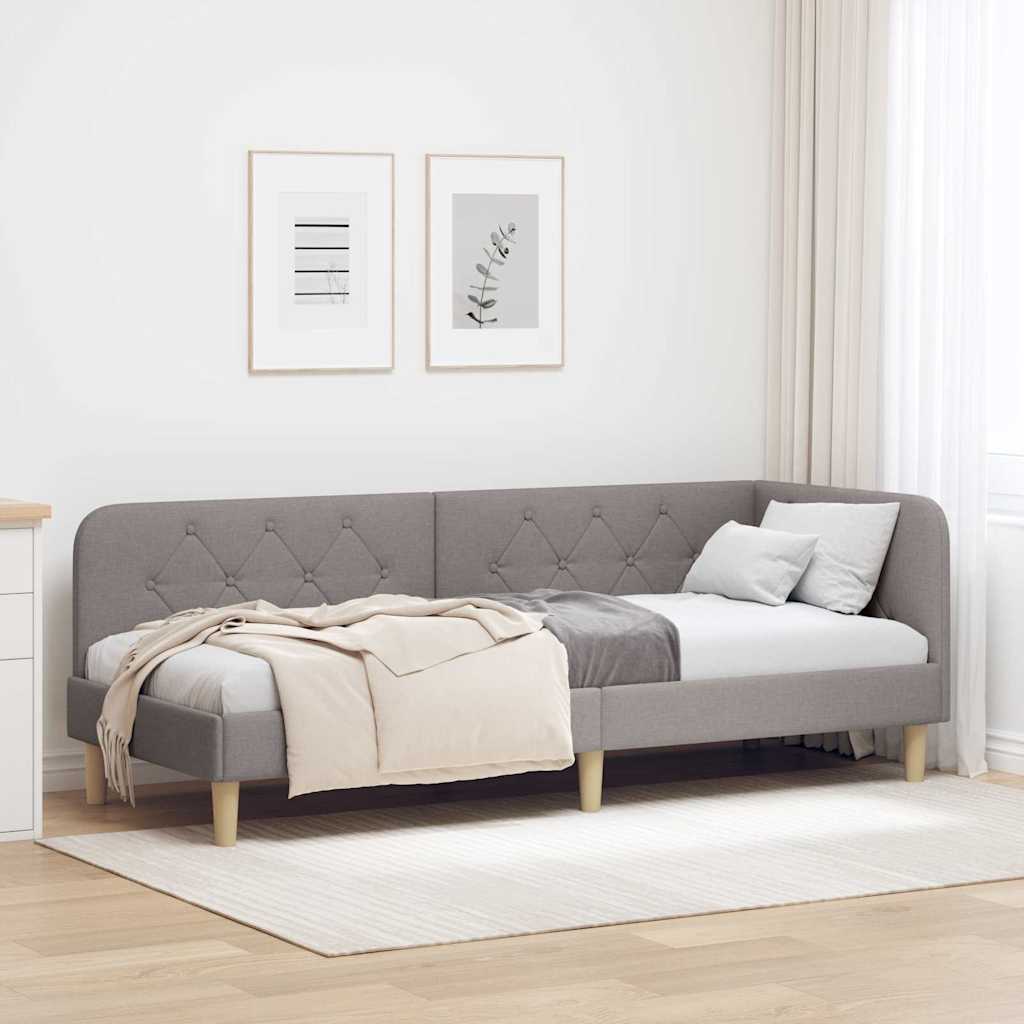 vidaXL Hoekbedframe met hoofdeinde Lichtgrijs 80 x 200 cm Stof