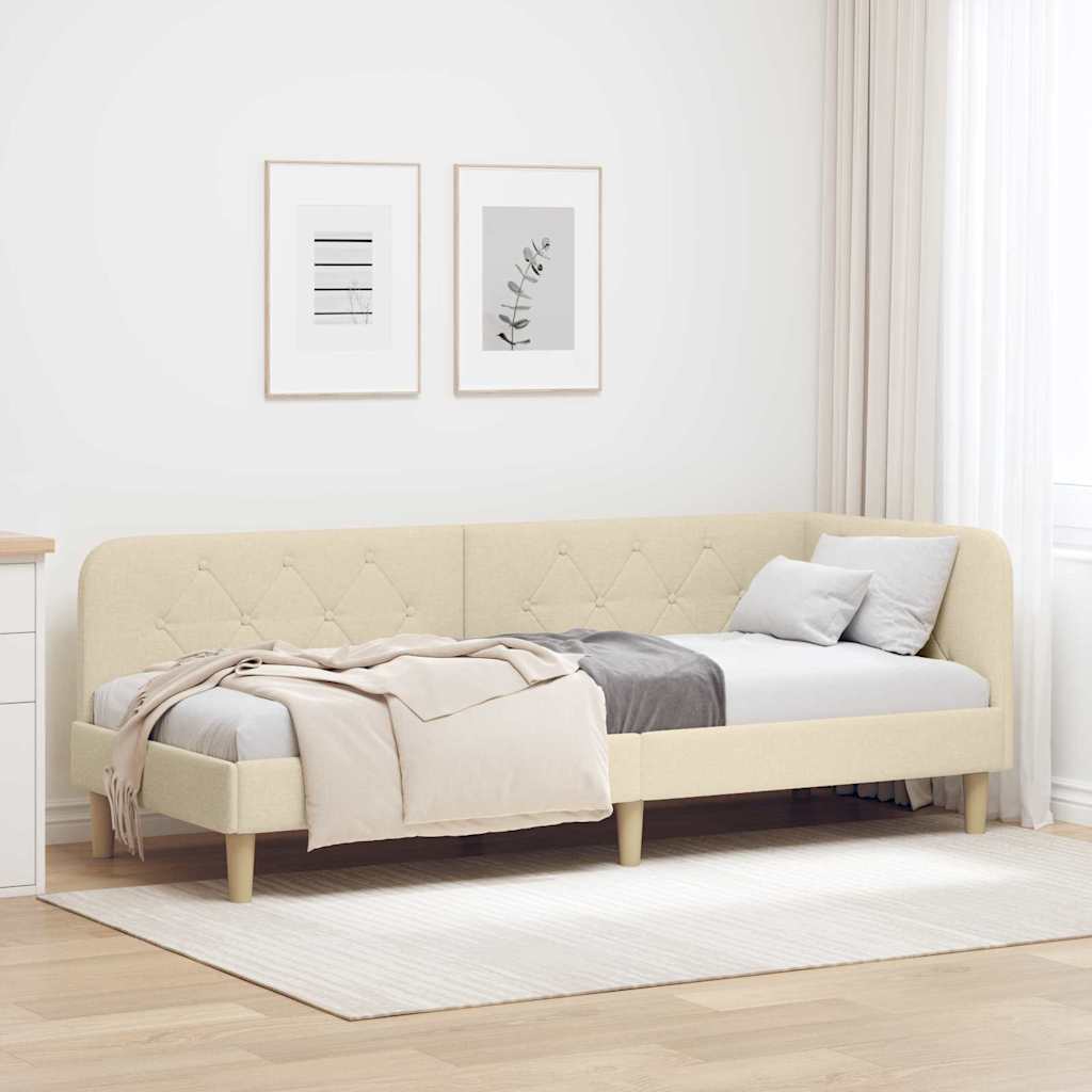 vidaXL Hoekbedframe met hoofdeinde Lichtgrijs 80 x 200 cm Stof