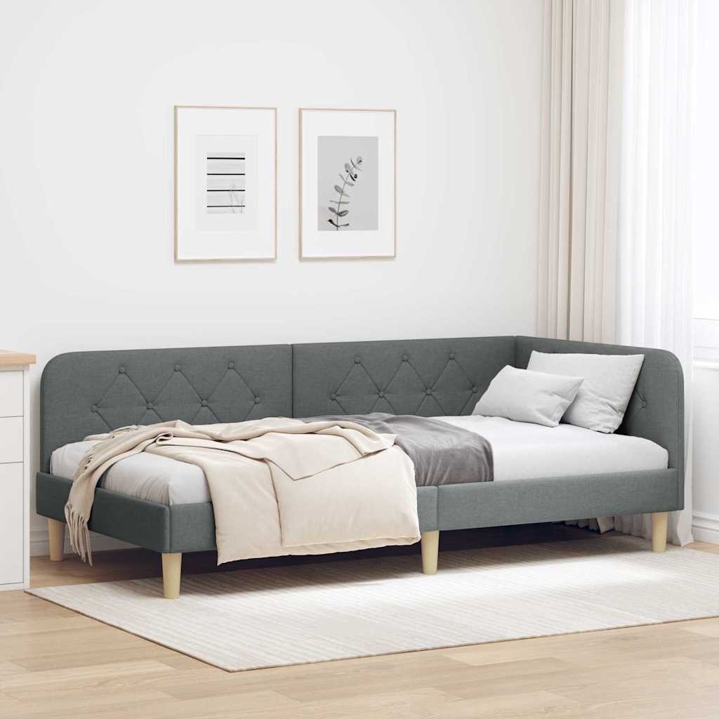 vidaXL Hoekbedframe met hoofdeinde Lichtgrijs 80 x 200 cm Stof