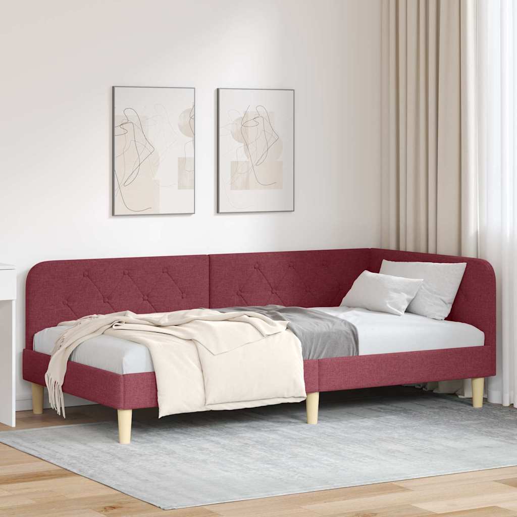 vidaXL Hoekbedframe met hoofdeinde Lichtgrijs 80 x 200 cm Stof