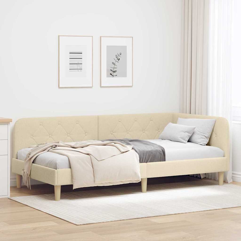 vidaXL Hoekbedframe met hoofdeinde Lichtgrijs 80 x 200 cm Stof