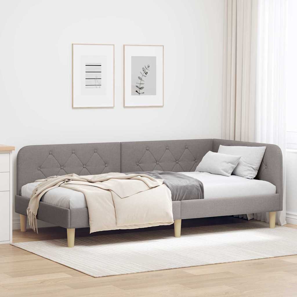 vidaXL Hoekbedframe met hoofdeinde Lichtgrijs 80 x 200 cm Stof