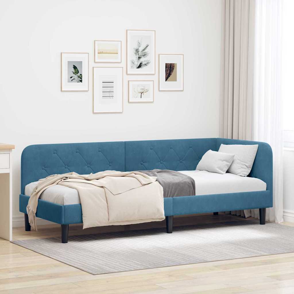 vidaXL Hoekbedframe met hoofdeinde Blauw 80 x 200 cm Fluweel