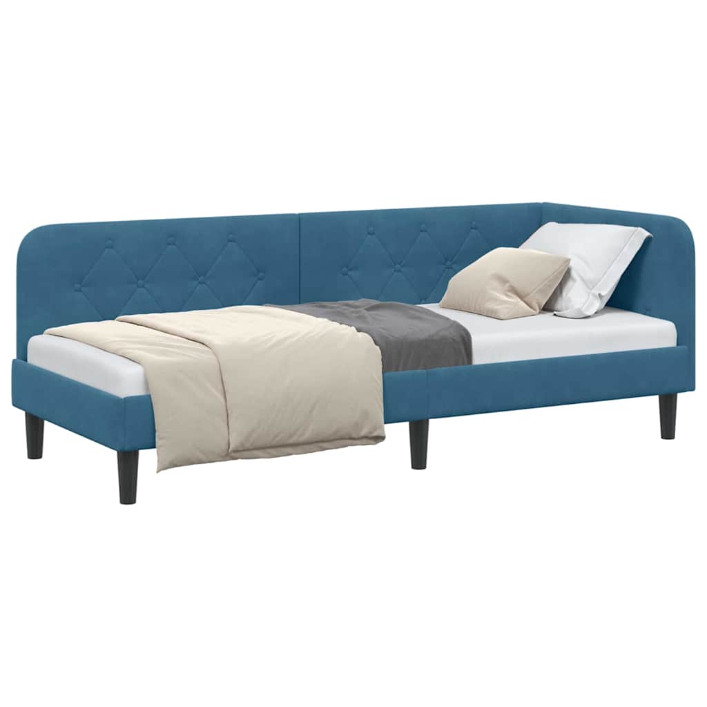 vidaXL Hoekbedframe met hoofdeinde Blauw 80 x 200 cm Fluweel
