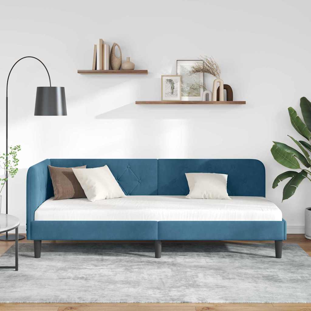 vidaXL Hoekbedframe met hoofdeinde Blauw 80 x 200 cm Fluweel