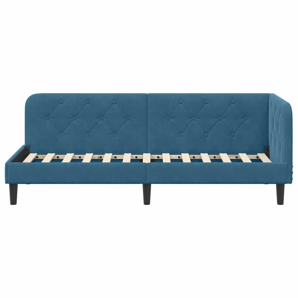 vidaXL Hoekbedframe met hoofdeinde Blauw 80 x 200 cm Fluweel