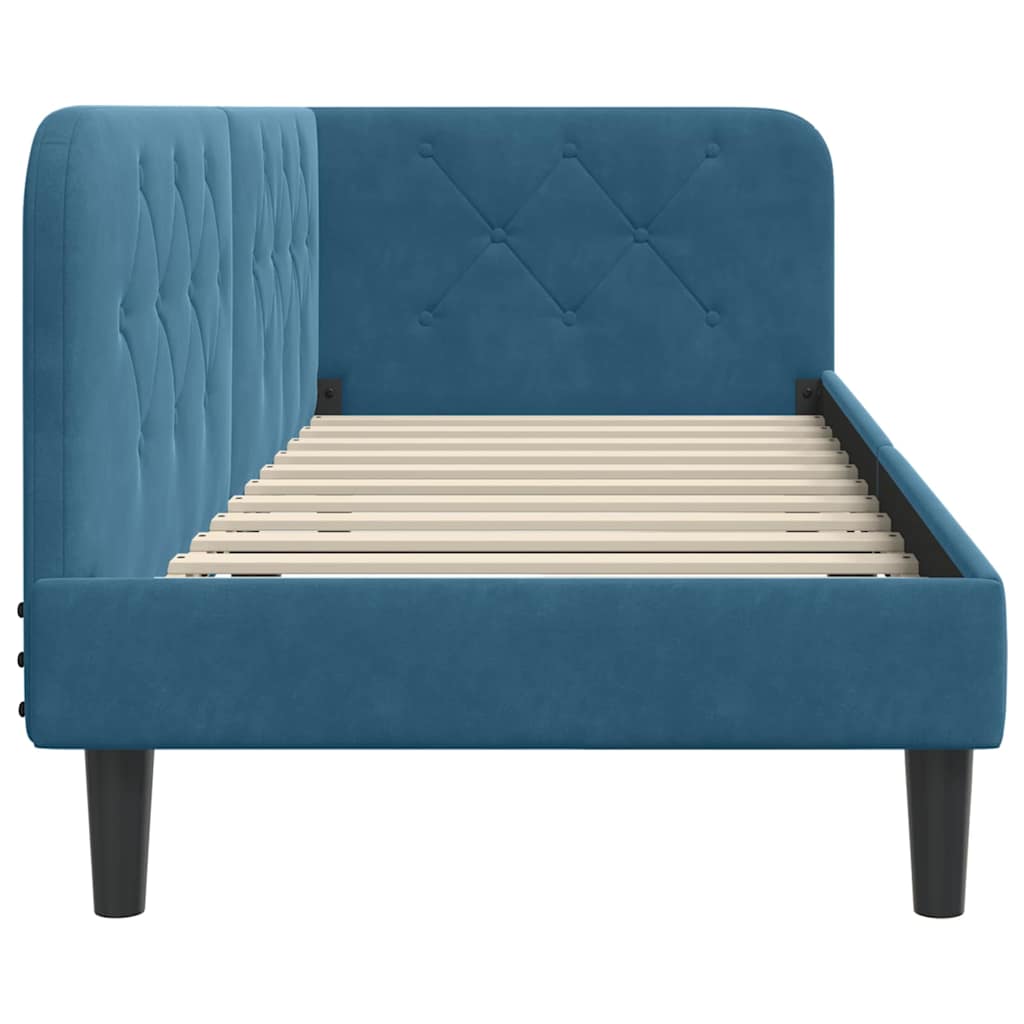 vidaXL Hoekbedframe met hoofdeinde Blauw 80 x 200 cm Fluweel