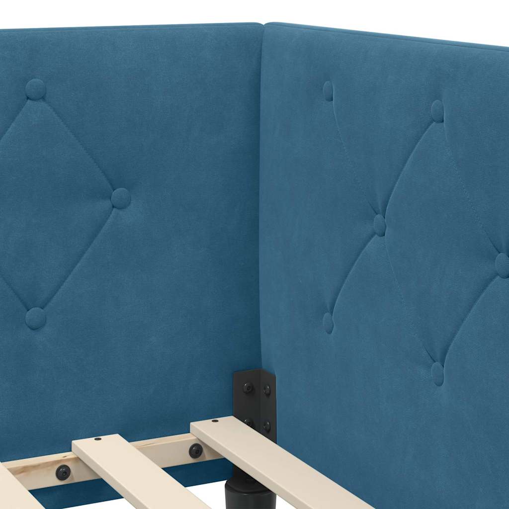 vidaXL Hoekbedframe met hoofdeinde Blauw 80 x 200 cm Fluweel