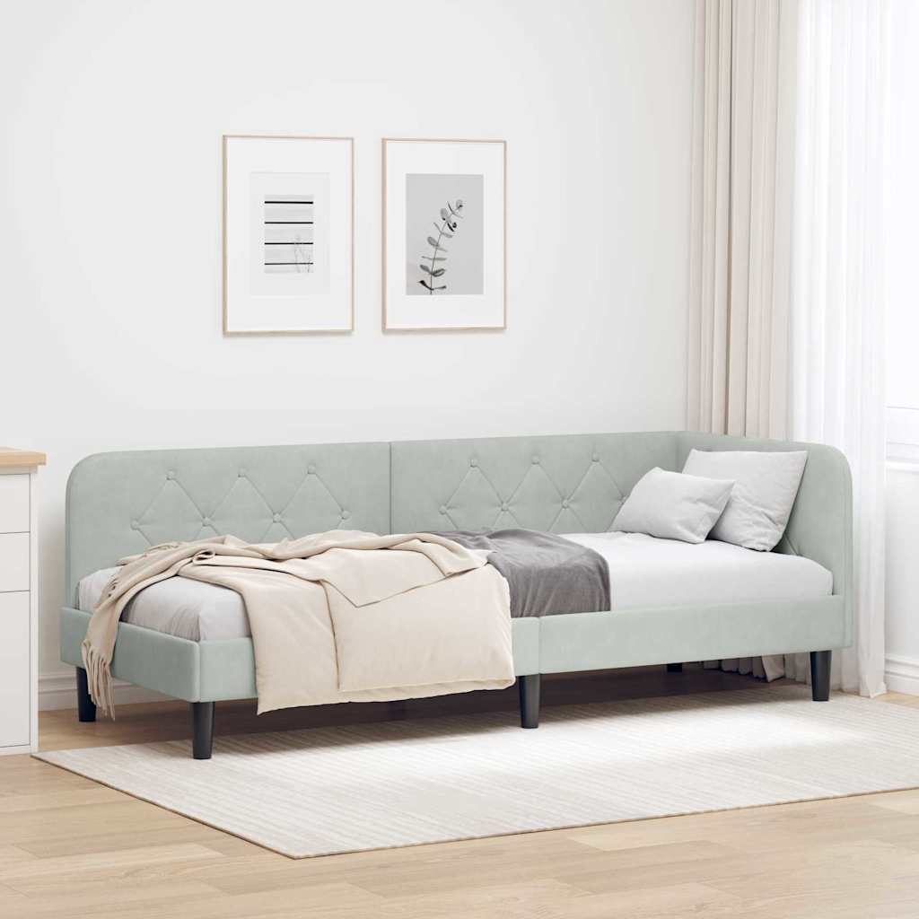 vidaXL Hoekbedframe met hoofdeinde Blauw 80 x 200 cm Fluweel