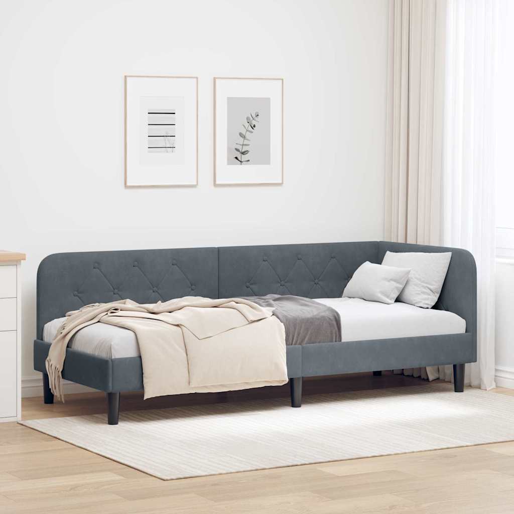 vidaXL Hoekbedframe met hoofdeinde Blauw 80 x 200 cm Fluweel