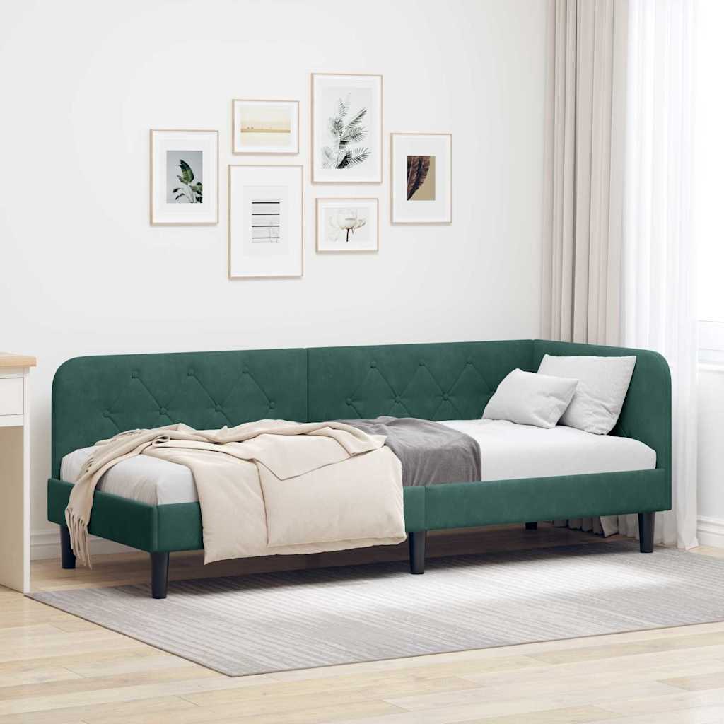 vidaXL Hoekbedframe met hoofdeinde Blauw 80 x 200 cm Fluweel