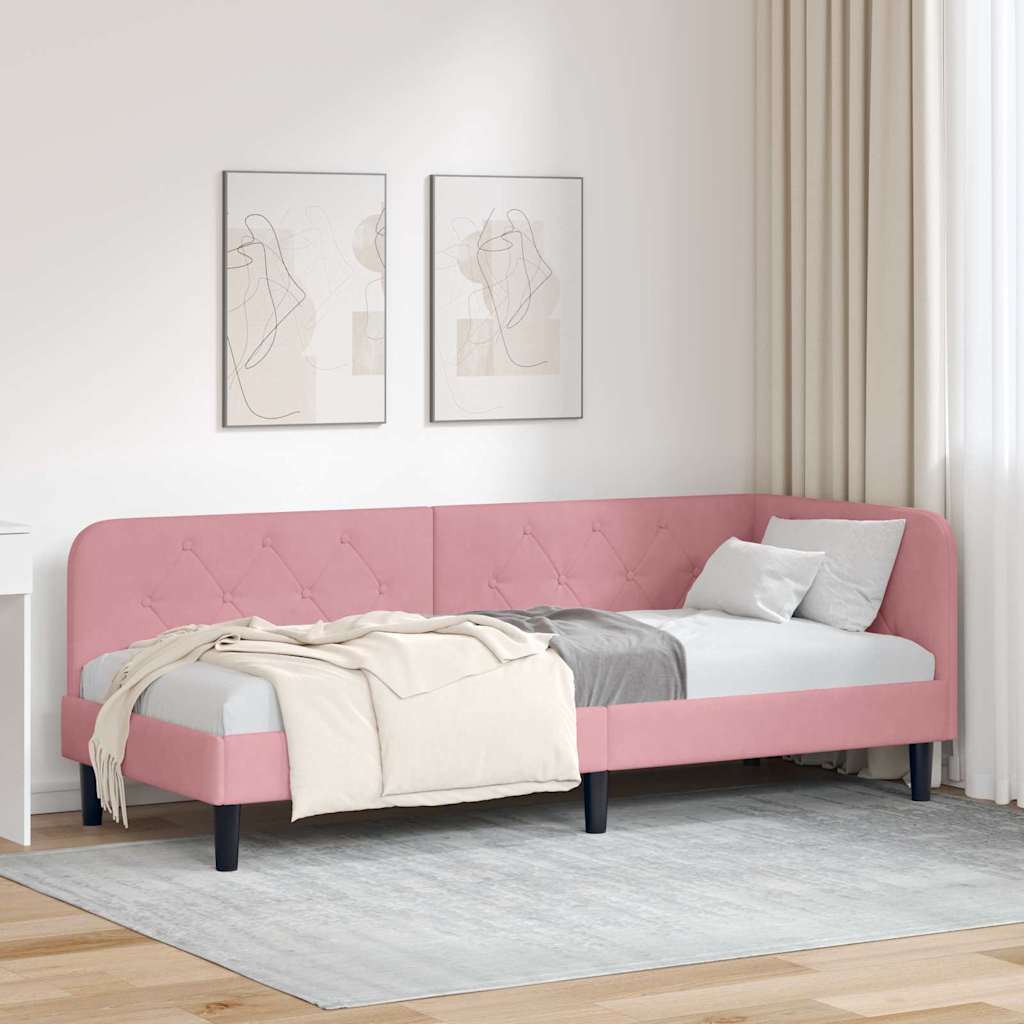 vidaXL Hoekbedframe met hoofdeinde Blauw 80 x 200 cm Fluweel