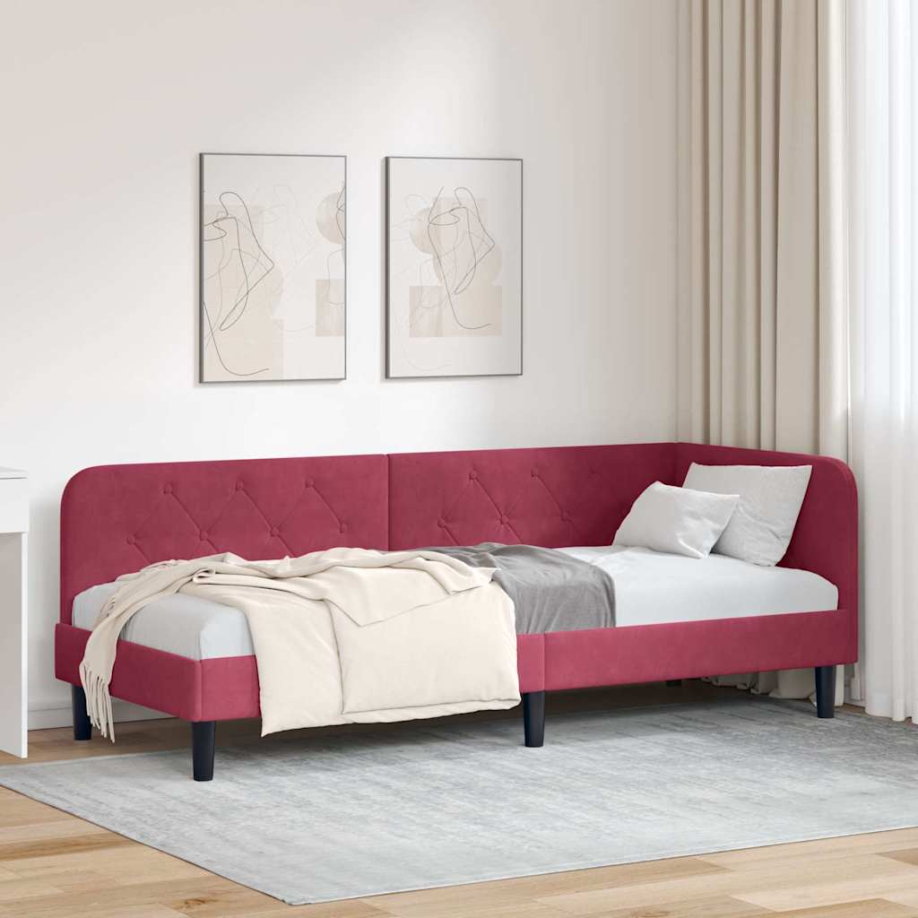 vidaXL Hoekbedframe met hoofdeinde Blauw 80 x 200 cm Fluweel