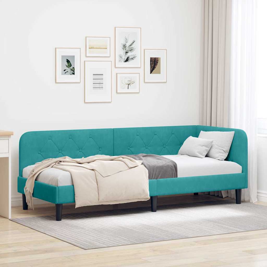 vidaXL Hoekbedframe met hoofdeinde Blauw 80 x 200 cm Fluweel