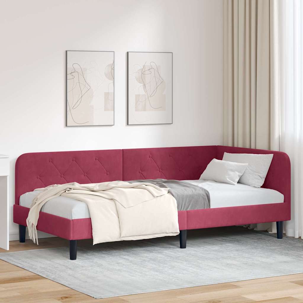 vidaXL Hoekbedframe met hoofdeinde Blauw 80 x 200 cm Fluweel