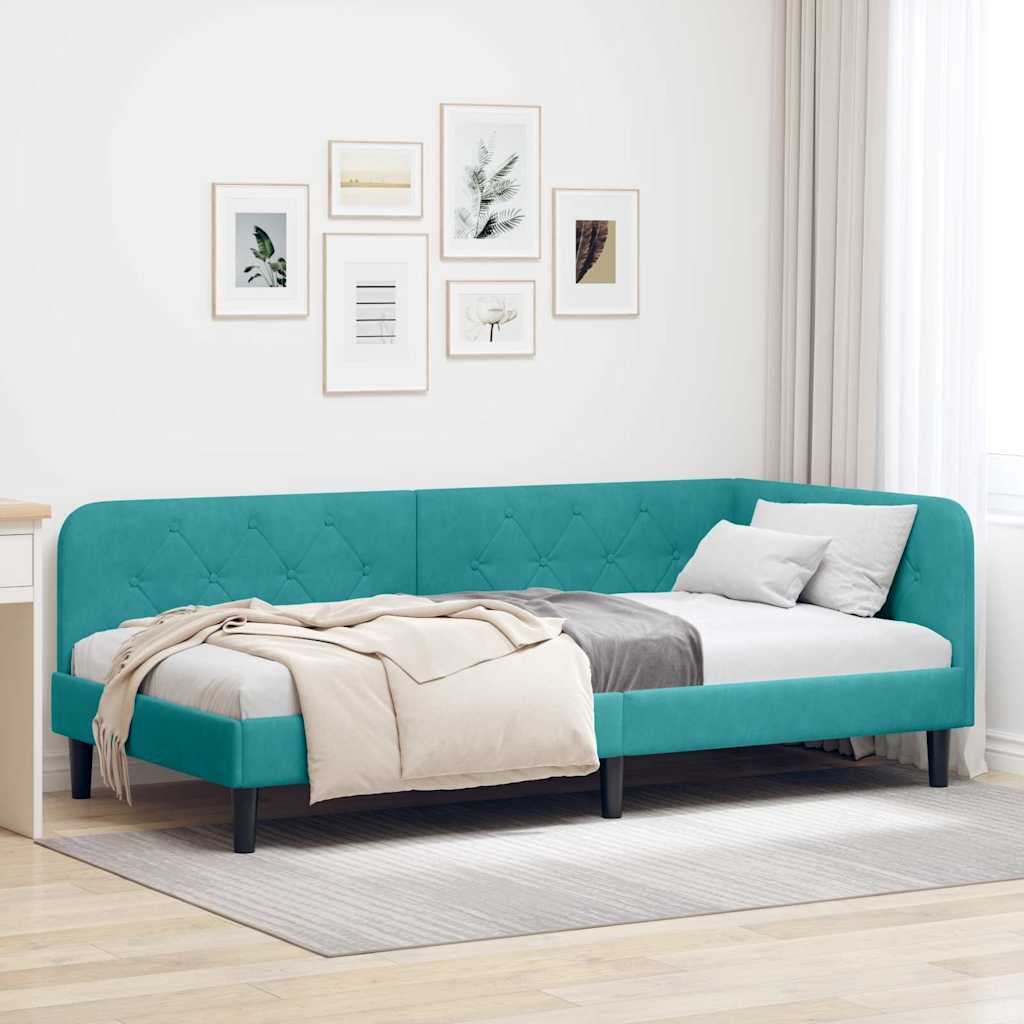 vidaXL Hoekbedframe met hoofdeinde Blauw 80 x 200 cm Fluweel