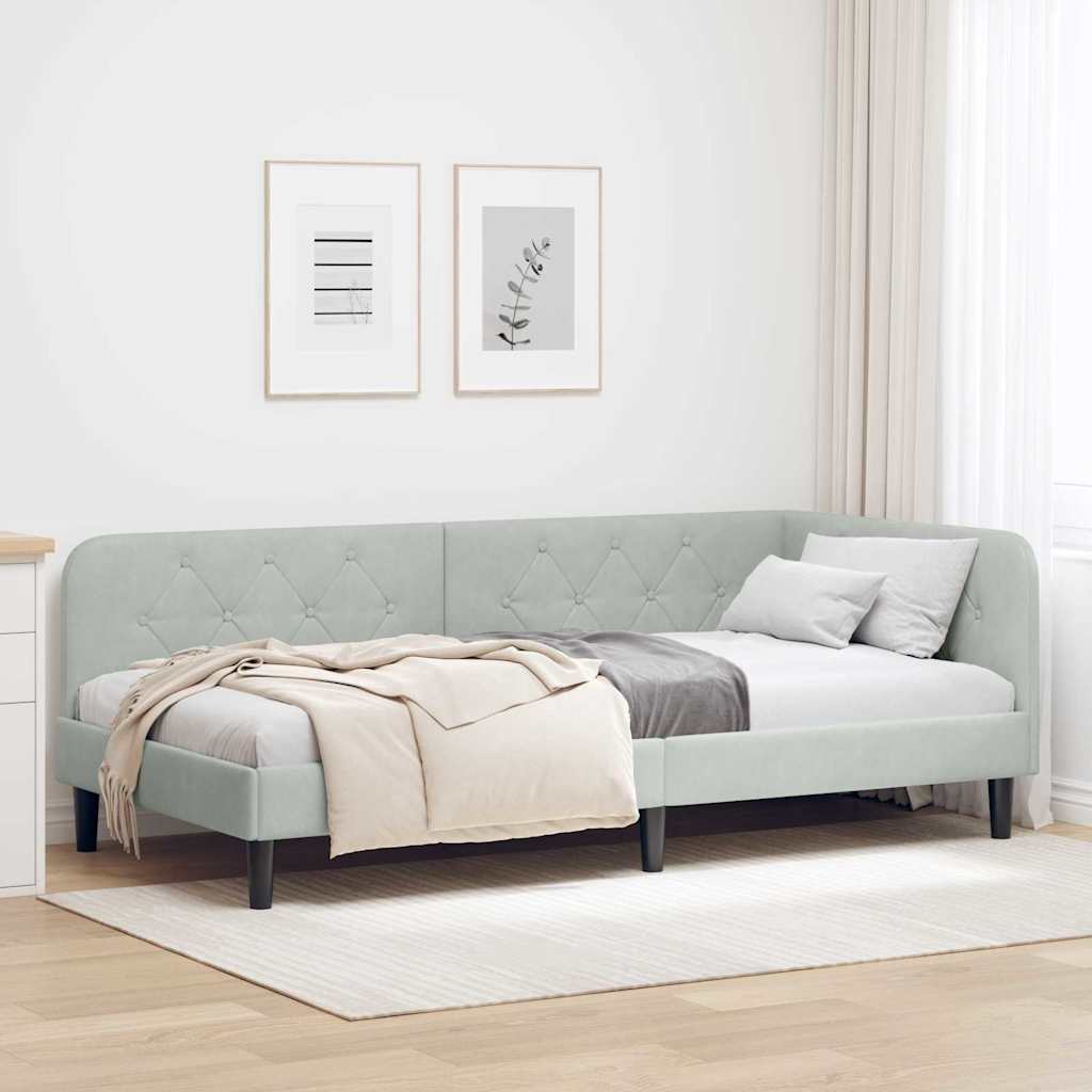 vidaXL Hoekbedframe met hoofdeinde Blauw 80 x 200 cm Fluweel