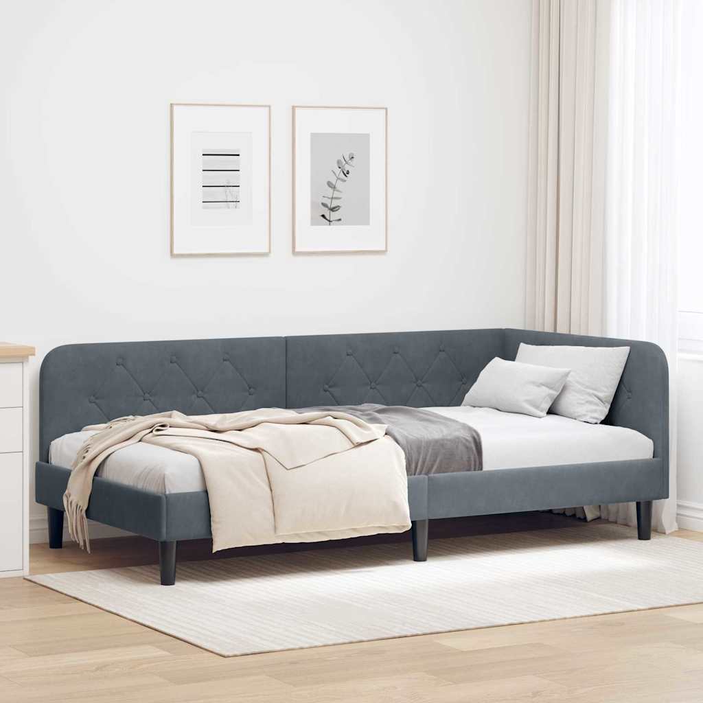 vidaXL Hoekbedframe met hoofdeinde Blauw 80 x 200 cm Fluweel