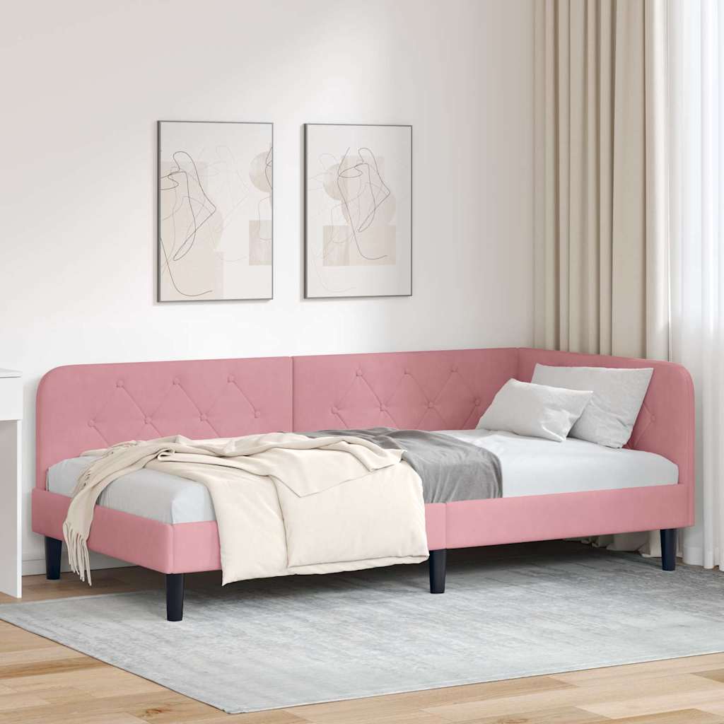vidaXL Hoekbedframe met hoofdeinde Blauw 80 x 200 cm Fluweel