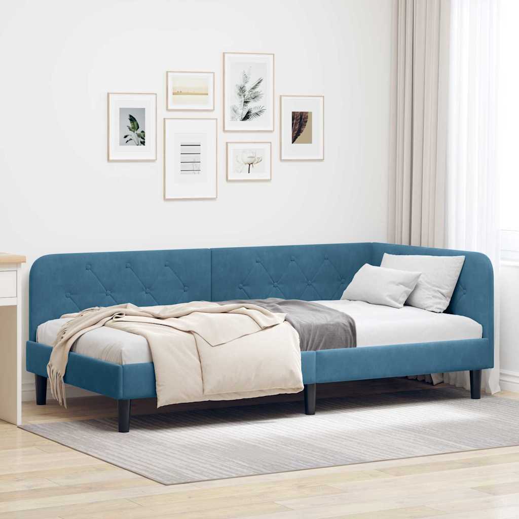 vidaXL Hoekbedframe met hoofdeinde Blauw 80 x 200 cm Fluweel