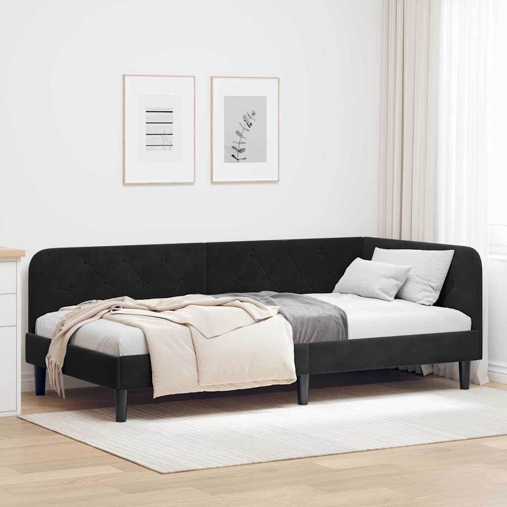 vidaXL Hoekbedframe met hoofdeinde Blauw 80 x 200 cm Fluweel