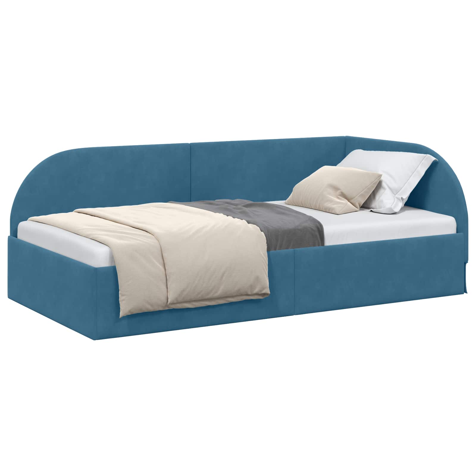 vidaXL Hoekbedframe met hoofdeinde Blauw 80 x 200 cm Fluweel