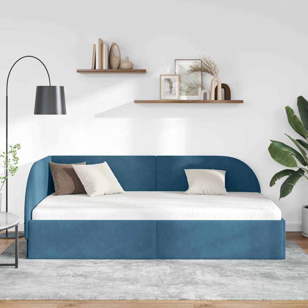 vidaXL Hoekbedframe met hoofdeinde Blauw 80 x 200 cm Fluweel