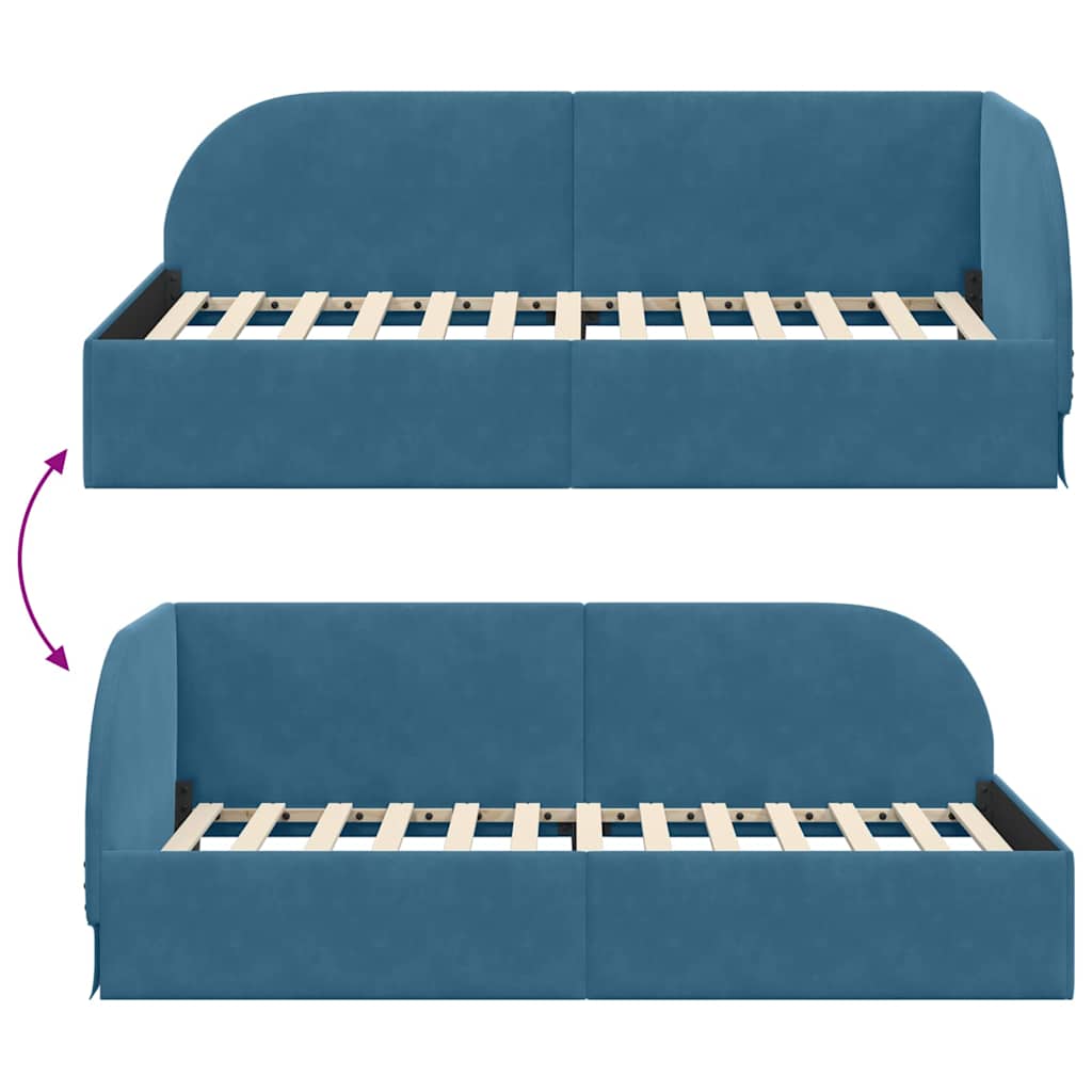vidaXL Hoekbedframe met hoofdeinde Blauw 80 x 200 cm Fluweel