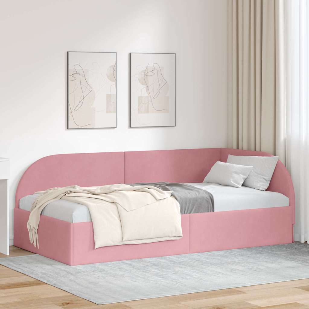 vidaXL Hoekbedframe met hoofdeinde Blauw 80 x 200 cm Fluweel