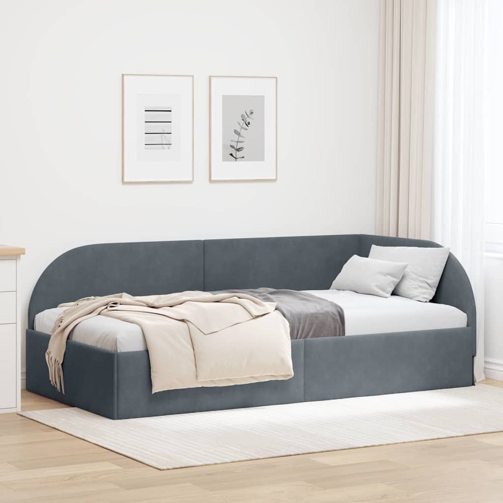 vidaXL Hoekbedframe met hoofdeinde Blauw 80 x 200 cm Fluweel