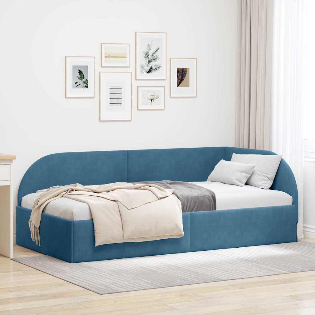 vidaXL Hoekbedframe met hoofdeinde Blauw 80 x 200 cm Fluweel