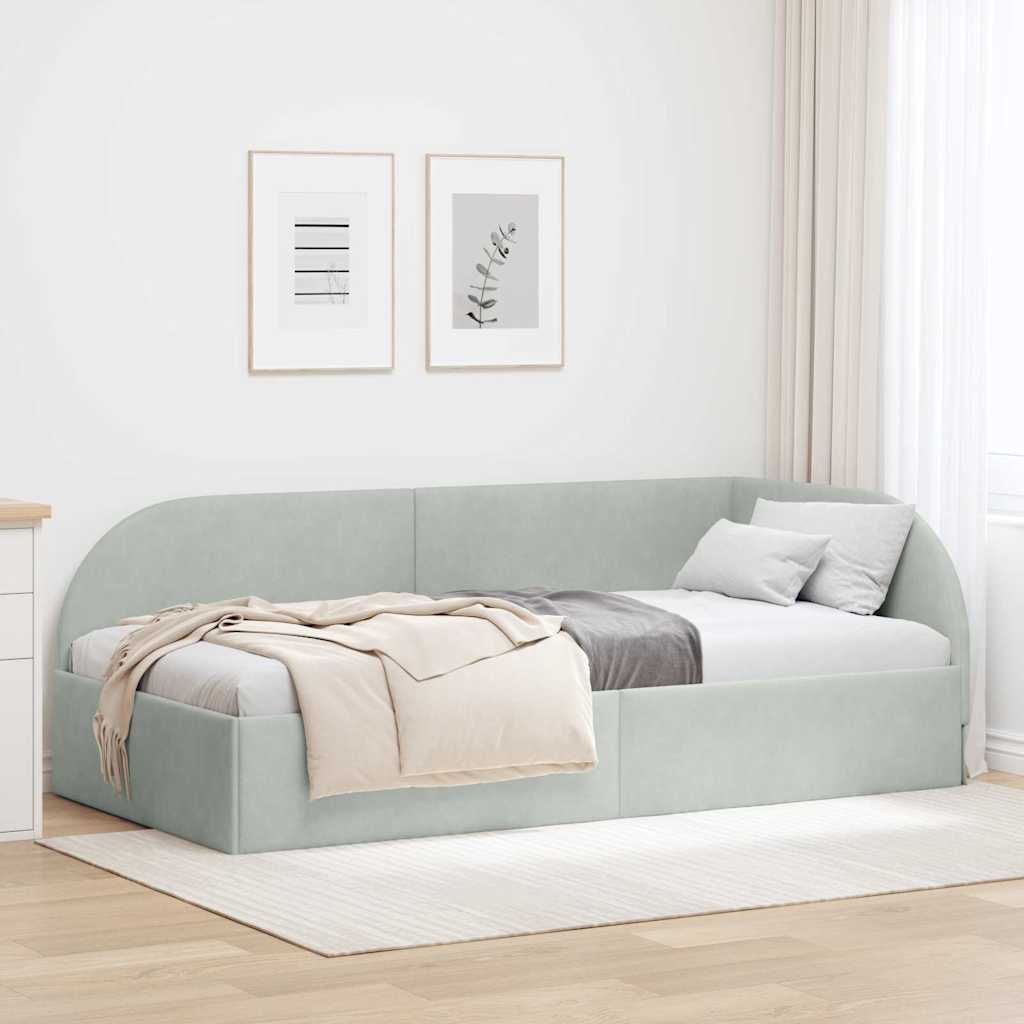 vidaXL Hoekbedframe met hoofdeinde Blauw 80 x 200 cm Fluweel