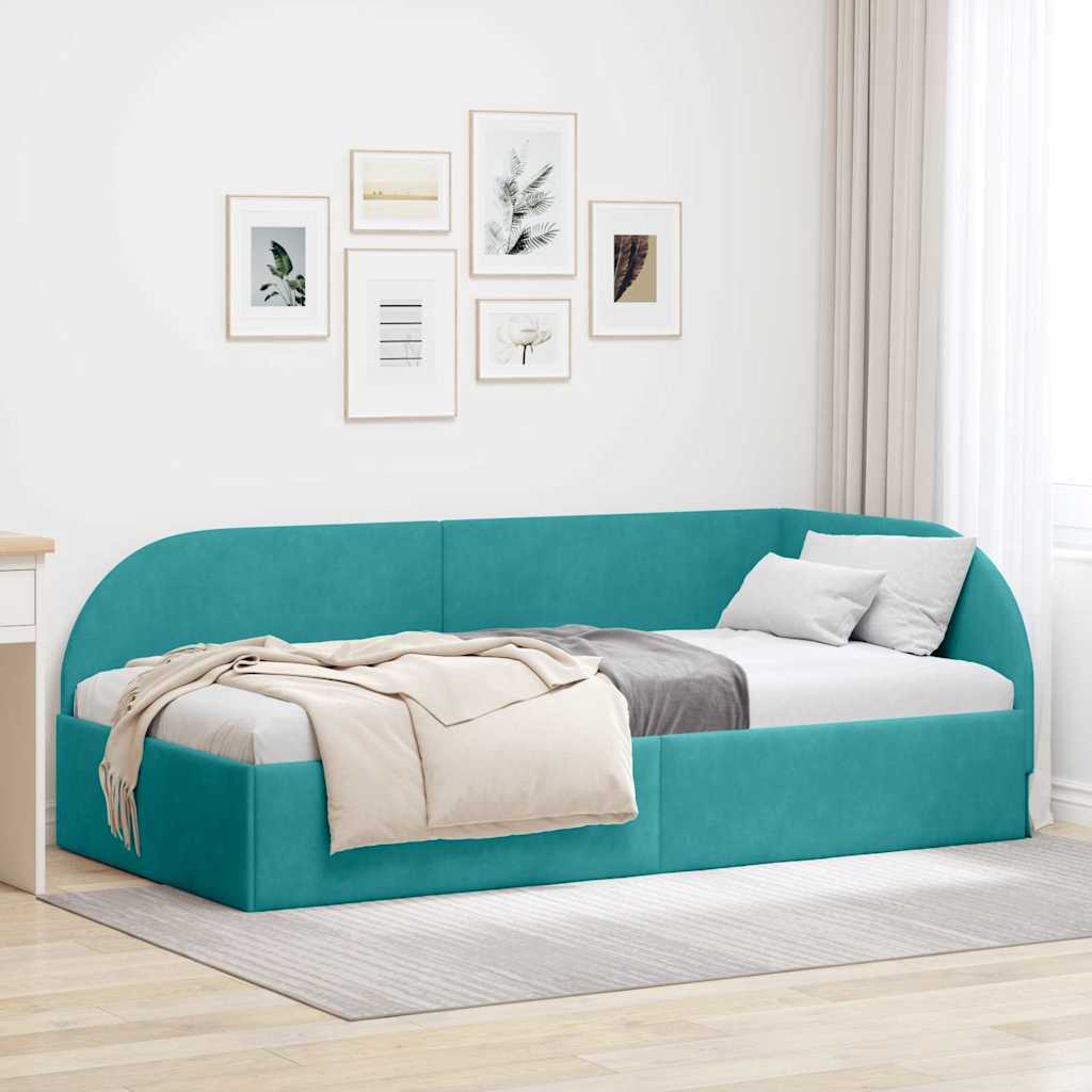 vidaXL Hoekbedframe met hoofdeinde Blauw 80 x 200 cm Fluweel