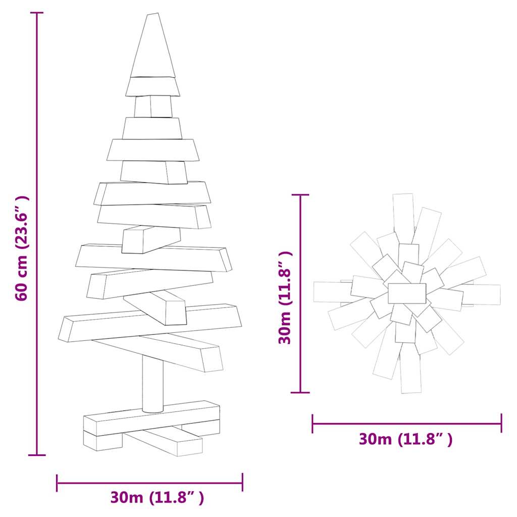 vidaXL Kerstbomen met standaard Naturel 60 cm Massief grenenhout