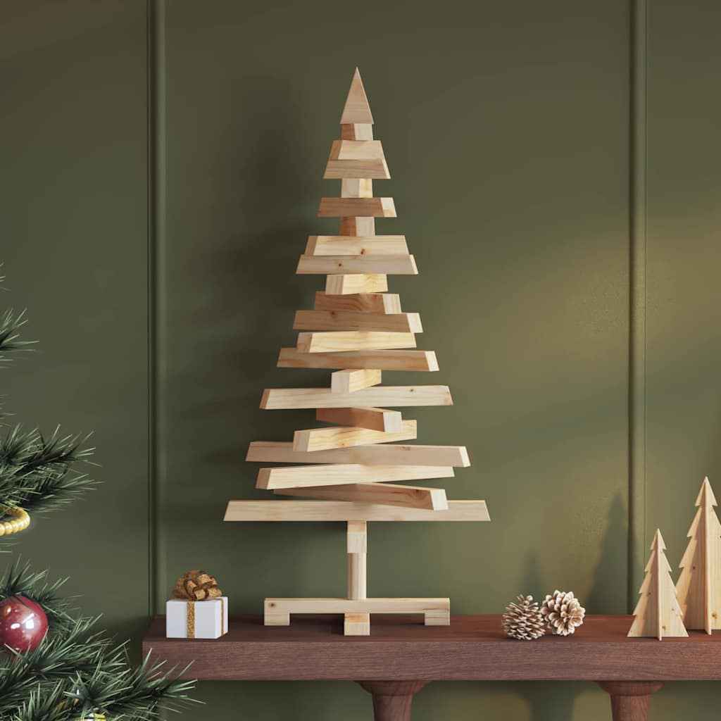 vidaXL Kerstbomen met standaard Naturel 60 cm Massief grenenhout
