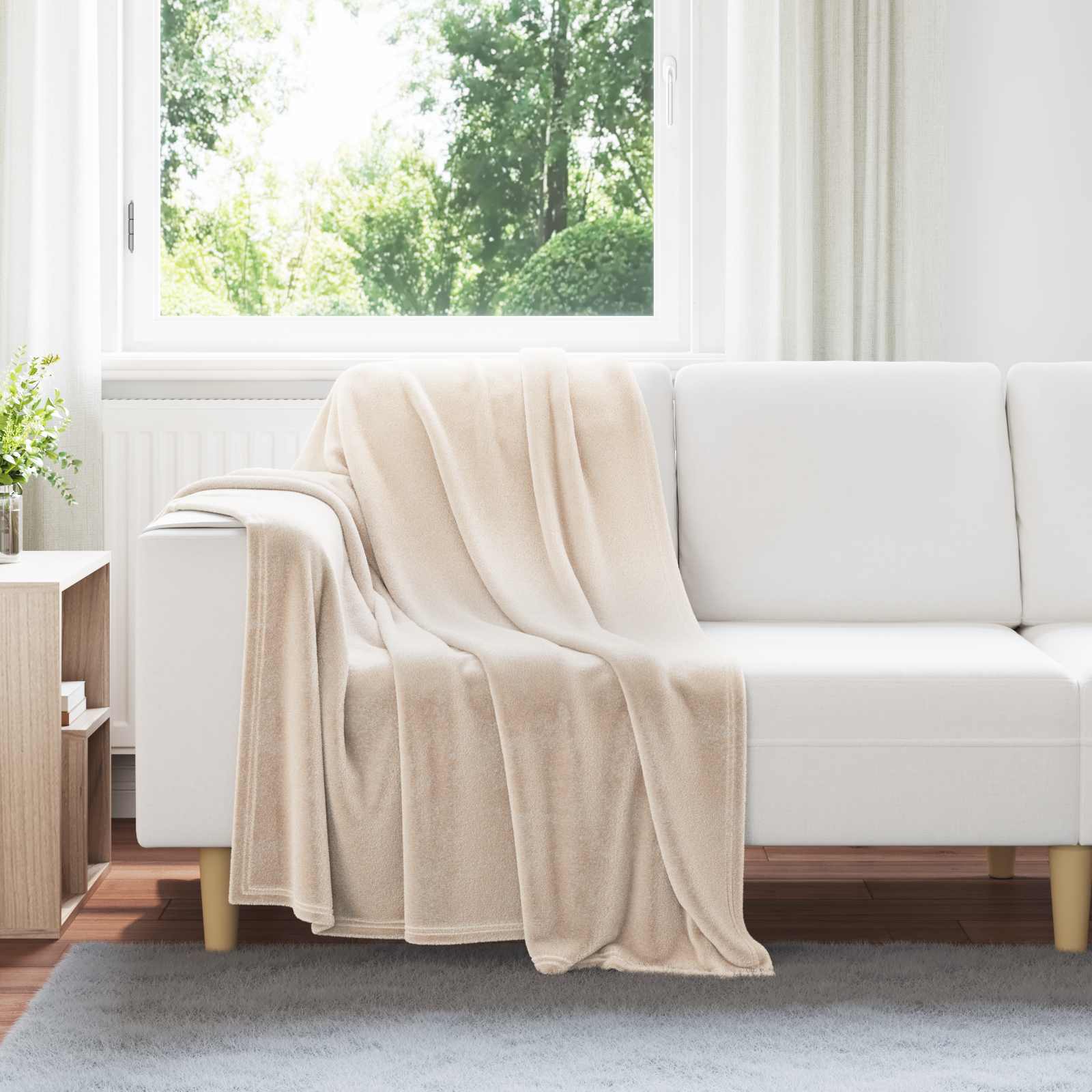 vidaXL Gooi Deken Beige 130 x 150 cm Fleece