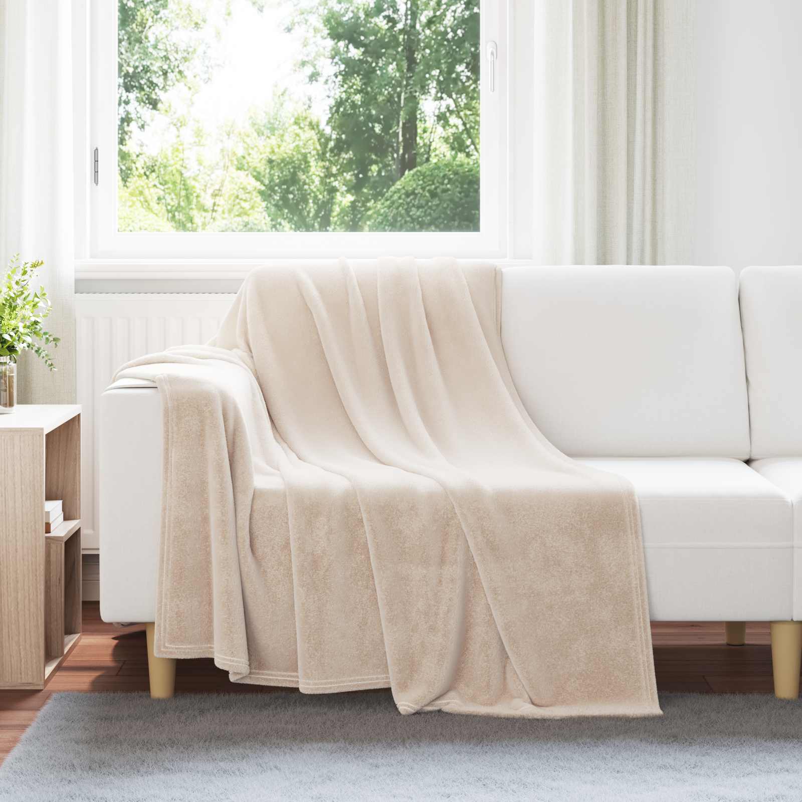 vidaXL Gooi Deken Beige 130 x 150 cm Fleece