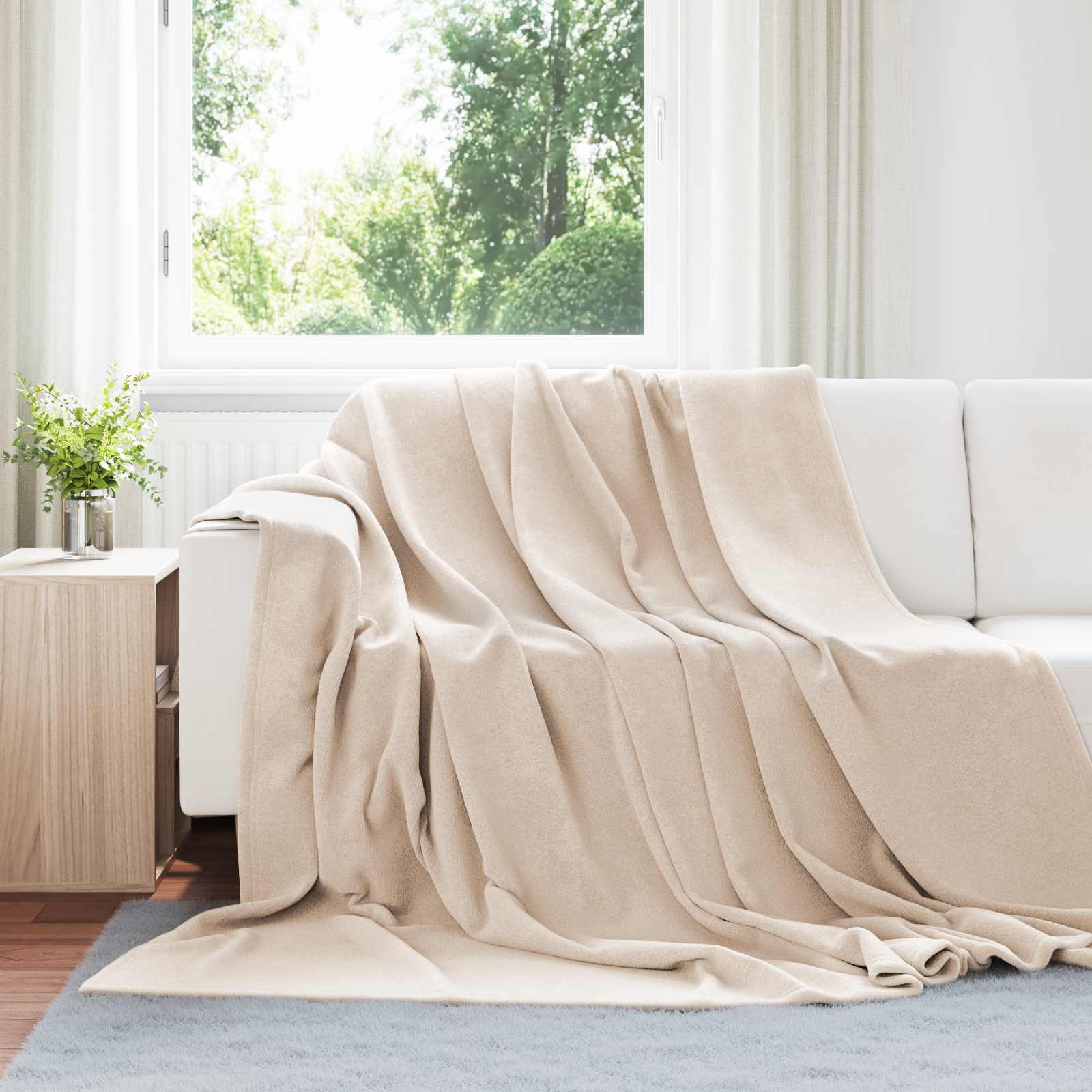 vidaXL Gooi Deken Beige 130 x 150 cm Fleece