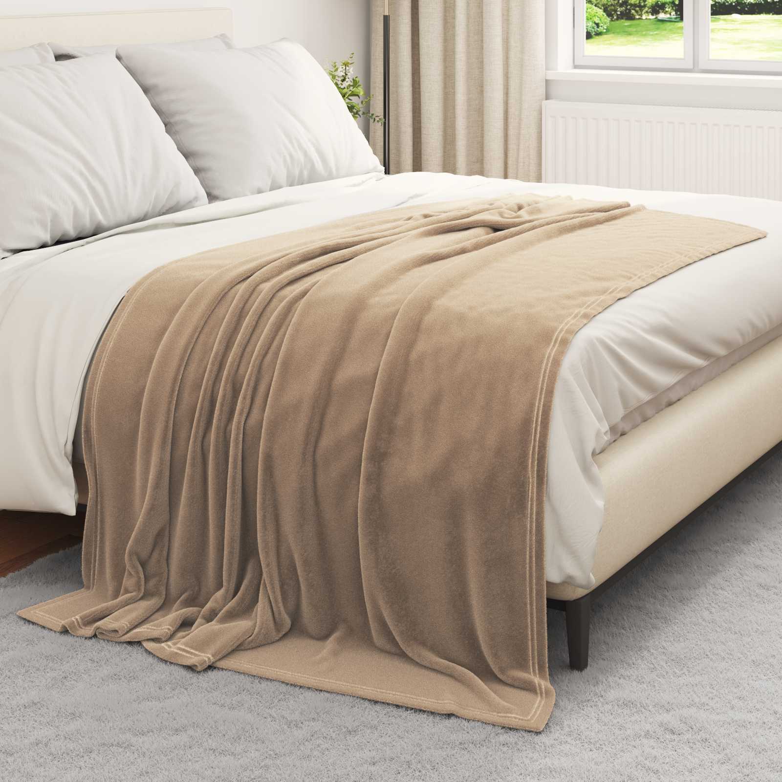 vidaXL Gooi Deken Beige 130 x 150 cm Fleece